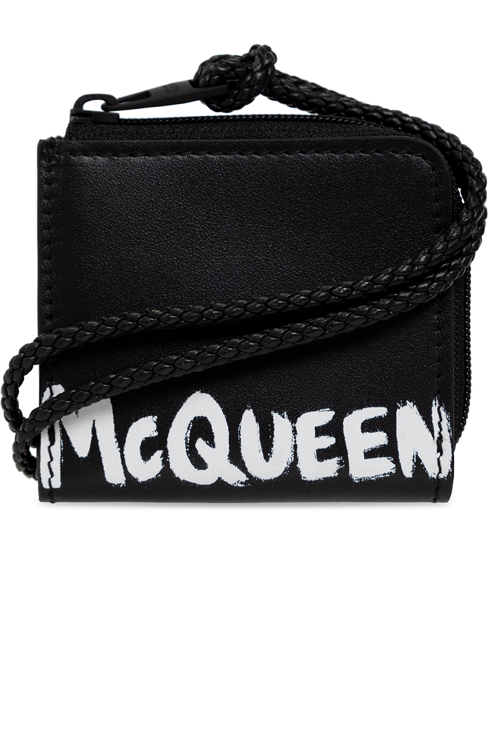 ★alexander mcqueen★  Coin Card Holder Dark Blue Ivory ALEXANDER MCQUEEN Lambskin Quilted Graffiti Skull Card